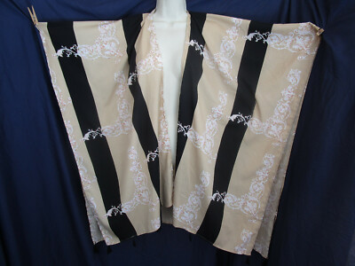 Mrs Roper Short Caftan Jacket Kimono Cover Up Robe Stripes & Print Tassels OS