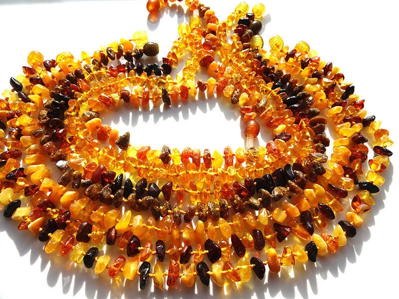 Lot-10 Diferente Original Báltico Amber Necklaces. Multicolor 33cm, 33cm - Imagen 2 de 4