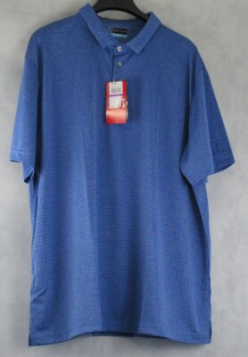 PGA Tour Men's Short-Sleeve Polo Shirt, Blue Mini Window Pane, XXL