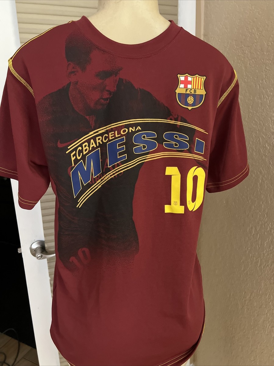 FC Barcelona FCB 10 Messi RED Men T-Shirt Sz S See Measurements gc