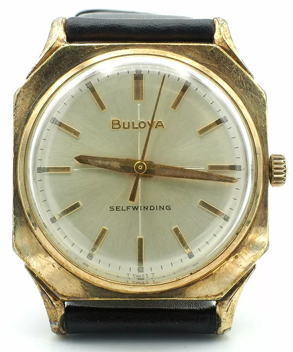 Vintage BULOVA Octagon Watch Autowind 10K GP 17 Jewels Swiss Cal 11ALAC Water Pr