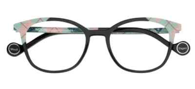 400  Small Eyeglasses In Acetate WOOW Wool Paper 2 Black + Tartan Pattern