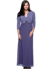Alex Evenings  Purple Crepe Sleeveless Sheath Formal Gown w/ Jacket 16 NEW 199