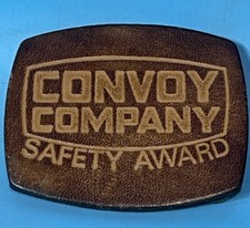 Vintage Western Leather Safety Award Belt Buckle - Convoy Company by ElCID
