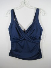 NEW Lands End Underwire Tankini Swim Top Women 8 DDD Navy Blue