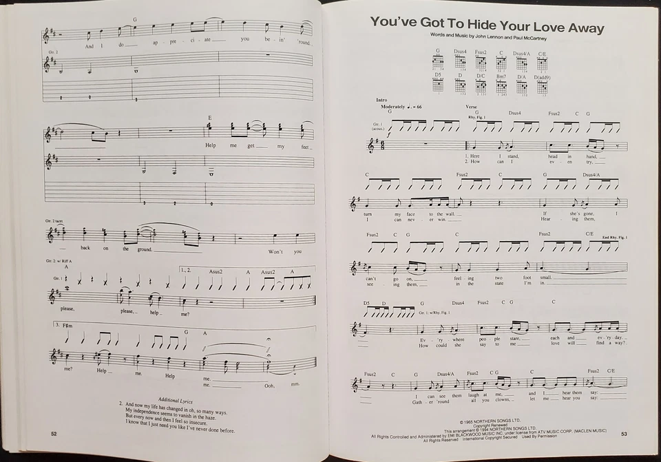 The Beatles 1962 - 1966 Guitar Tab Piano Sheet Music Song Book - Image 4 of 4