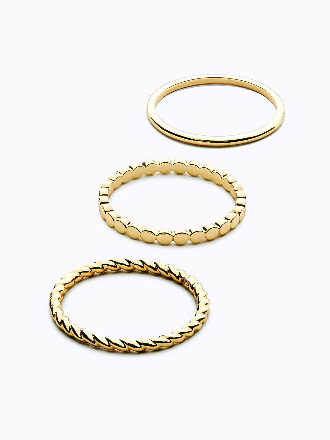 Versatile Ring Set Of Basics & Bold Layering Ring in 18K Yellow Gold Vermeil