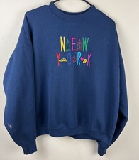Vintage New York Crewneck Sweatshirt Embroidered Lightly Distressed 2XL Fits XL