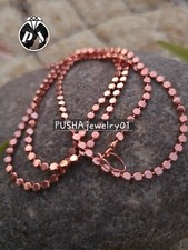 Cadena de cuentas de hematita de cobre puro, collar de cadena de cobre, joyería de cobre macizo