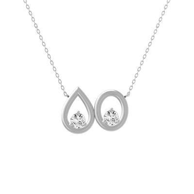 14K Weißgold Runde Labor Gewachsen Diamant Mode Anhänger 18 Zoll Silber Kabelkette