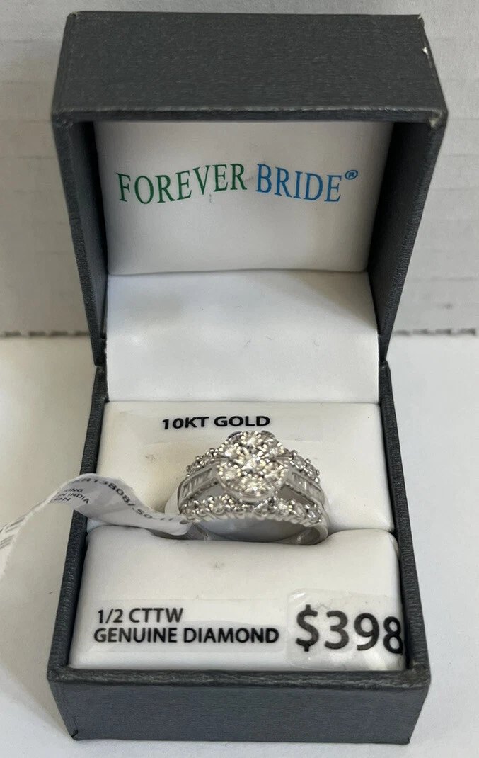 Forever Bride 10k White Gold 1 2 Cttw Genuine Diamond Ring and