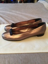SALVATORE FERRAGAMO LUSSO PELLE BALLERINE COPPER ORIGINAL 8,5 B US 38 EUR 5 UK