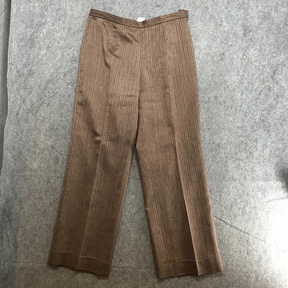 Le костюм брюки женский размер 8P коричневый полоски брюки стороны молнии с подкладкой прямой крой - Изображение 3 из 4