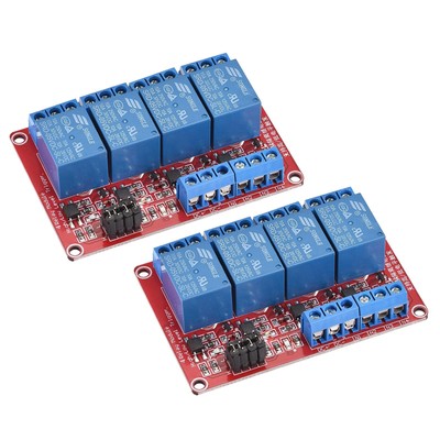 Relay Module 4 Channel 5V High Low Level Trigger Module Red Relay Module 2 Pack