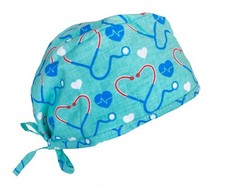 Happy Red Black Heart Doctor Nurse Scrub Cap Hat RN Healthcare Workers