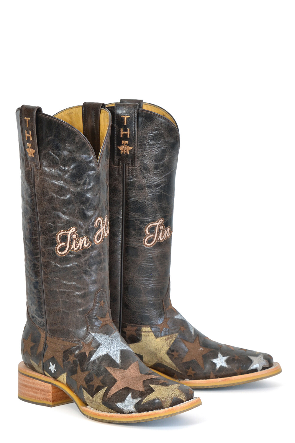 Tin Haul Womens Hollywood Stars Brown Leather Cowboy Boots Falak