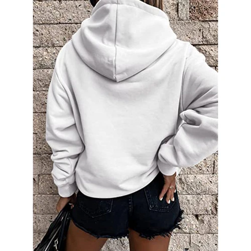 Ladies Loose Fit Long Sleeve Pullover Women Fall Warm With Pocket Hooded Tops - Picture 14 of 80