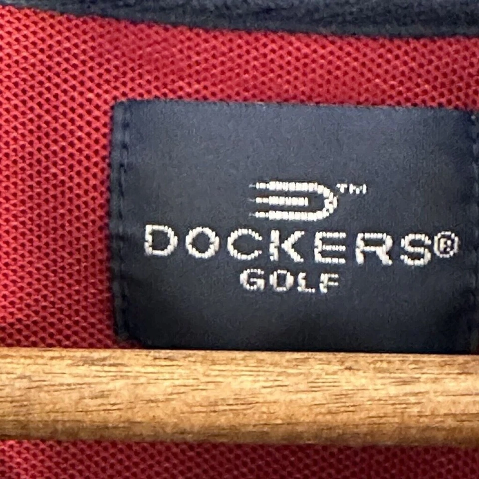 Top polo Dockers para hombre grande rojo azul bloque de color manga corta mezcla de algodón Foto 3 de 4