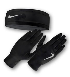 Nike Women's Dry Dri Fit Running Gloves and Headband Set Black Sz M/l
