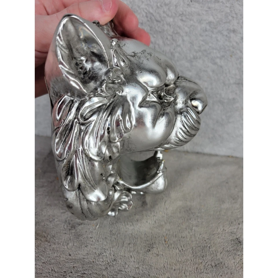 Cabeza de León Plata Decoración de Pared Colgante Escultura Imitación Decoración del Hogar 6.5" Foto 3 de 4