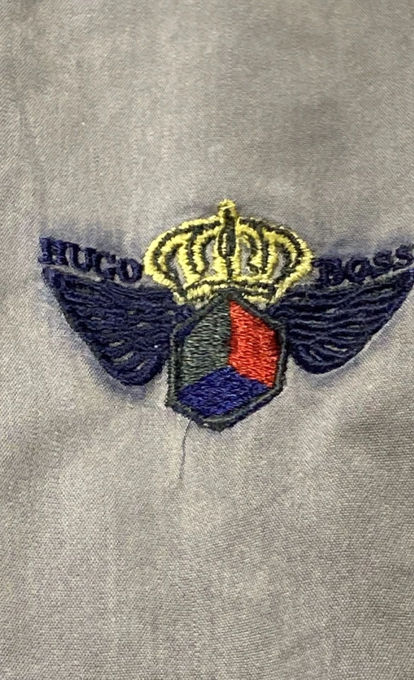 Chaqueta Bomber Vintage Y2K Hugo Boss Gris Rocoso Bordado Cresta Para Hombre Talla XL Foto 4 de 4