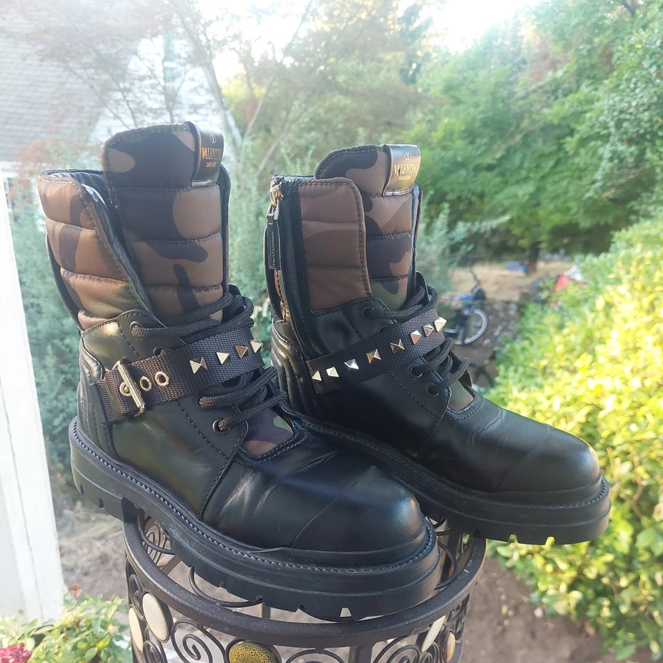 Botas de Combate Valentino Garavani RockStar Camufladas [VSW CLO 2 36] EE. UU. Talla 6 Foto 3 de 4