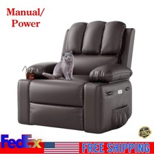 Power/Manual Recliner Chairs Heat  Massage PU Leather Home Theater Seating US