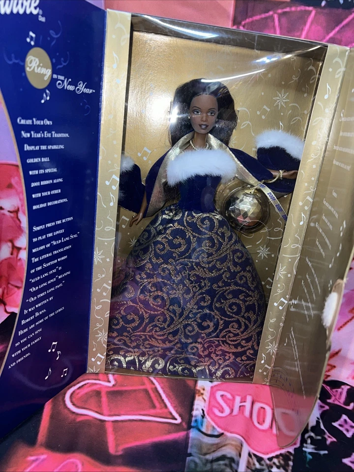 New In Box - 2001 Barbie Ring in the New Year African American Mattel 52743 - Image 3 of 4