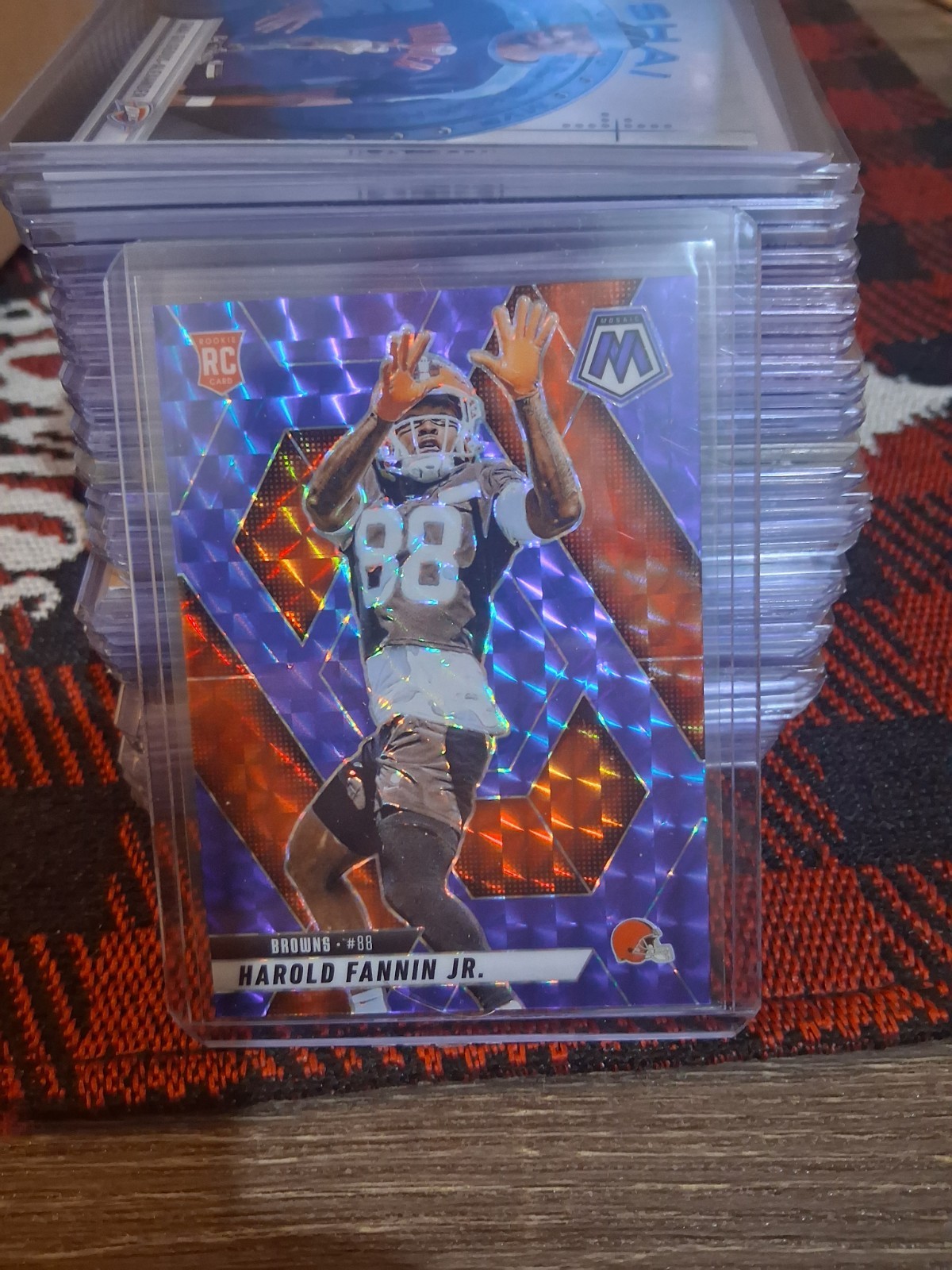 Harold Fannin Jr. 2025 Panini Mosaic Rookie Blue Mosaic Prizm /99 Browns #384