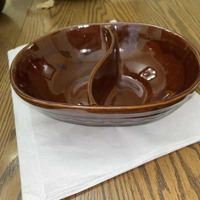 Vintage 1950s Marcrest  Daisy Dot Stoneware Divided Vegetable Bowl Oven Proof