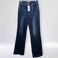 NWT Women  s Dark Wash Stretchy Classic Straight Wide Leg Jeans Size S