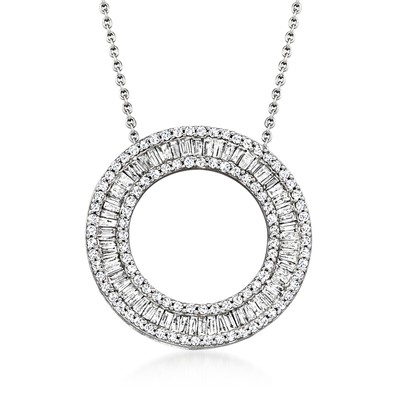 Ross-Simons 1.00 ct. t.w. Diamond Circle Pendant Necklace in Sterling Silver