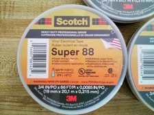  2 Rolls 3M Scotch Super-88 Vinyl Electrical Tape , 3/4 in x 66 ft 22 yd Each