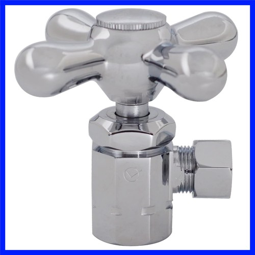 Cross Handle Angle Stop Shut Off Valve, 1/2" IPS Inlet with 3/8" Compression ...