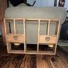 Wood Cottage Cubby Bookcase, 3 Shelf w/ Drawers Heart Pulls 27x18x4 — photo 2