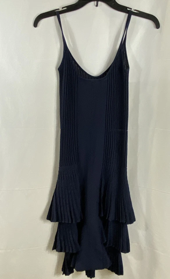 Vestido de cóctel plisado liso azul Armani para mujer sin mangas 36 Foto 2 de 3