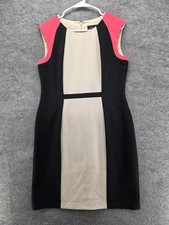 Chelsea Rose Dress Womens 10 Multicolor Sheath Knee Length Sleeveless Colorblock