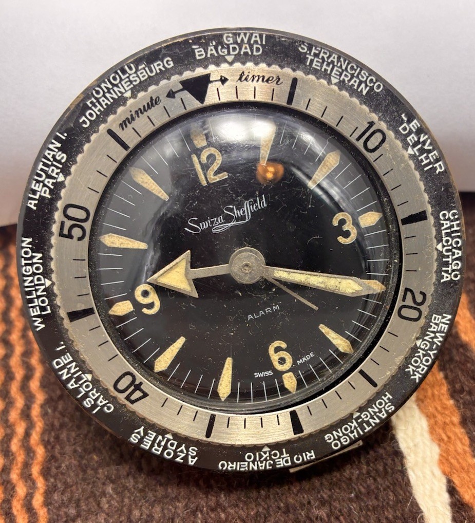 Vintage Swiza Sheffield Alarm World Time Desk Clock – Swiss Made