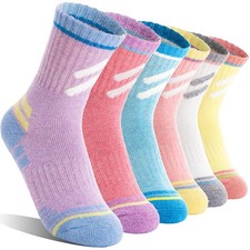 Kids Merino Wool Hiking Socks Boys Girls Toddler Thermal Winter Warm 6 Pairs