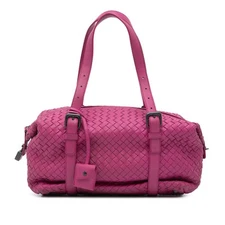 Authenticated Bottega Veneta Nappa Intrecciato Montaigne Shoulder Bag Pink