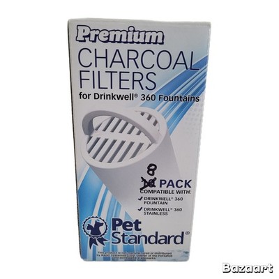 Drinkwell 360 Fountain/Stainless Premium Charcoal Filters Pet Standard Box of 8