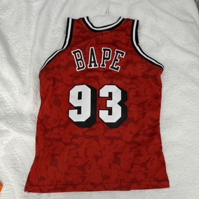 Mitchell & Ness A Bathing Ape Miami Heat 93 Red NBA Jersey Size M