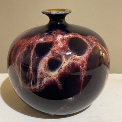 HERVORRAGENDE ORIFLAMME WILKINSONS KERAMIK GEDRUNGENE VASE HANDBEMALT..ART DECO
