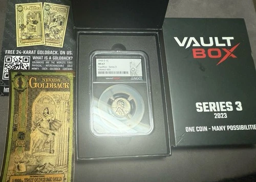 1943-D Steel Lincoln Wheat Cent NGC MS-67 Blazer Gem Vault Box Vaultbox Series 3