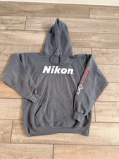 VTG Nikon Spot On Hoodie Hanes Printpro adult Medium 90s Y2K Gray LNC