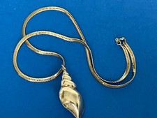 Sterling Silver 24" Herringbone Chain Necklace 4mm 23.9 gr w/ Seashell Pendant