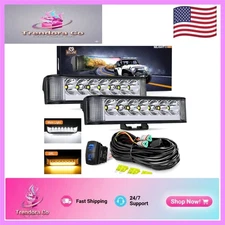 Universal Fit Side Shooter LED Pods - 6.5" Amber DRL Lights for Trucks & ATVs.