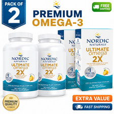 LOT 2 NordicNaturals Ultimate Omega 2X 180 Softgels,Lemon Flavour Exp 1/2027