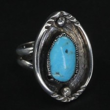 VTG Sterling Silver - NAVAJO Braided Turquoise Statement Ring Size 5.5 - 7g