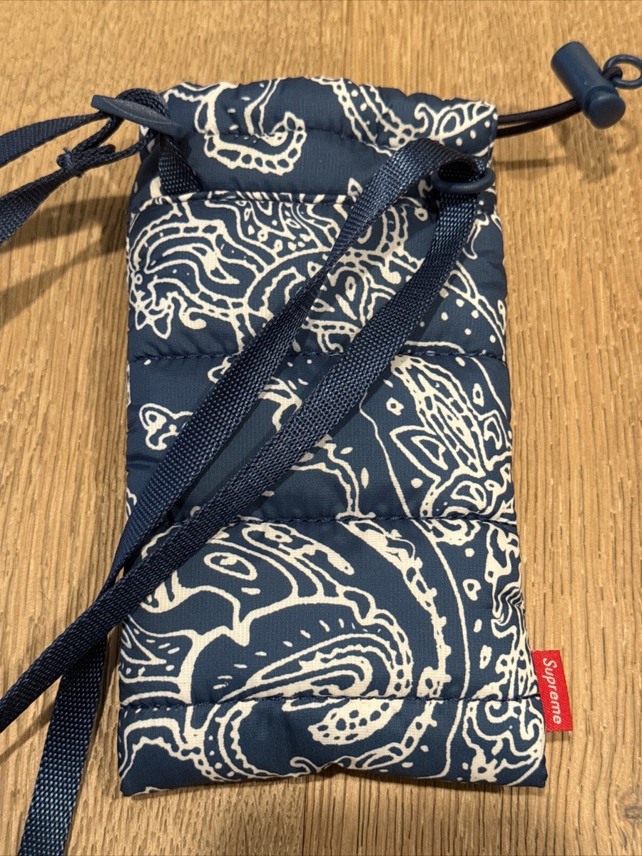 Supreme Puffer Neck Pouch Bag Blue Paisley FW22 Supreme New York  